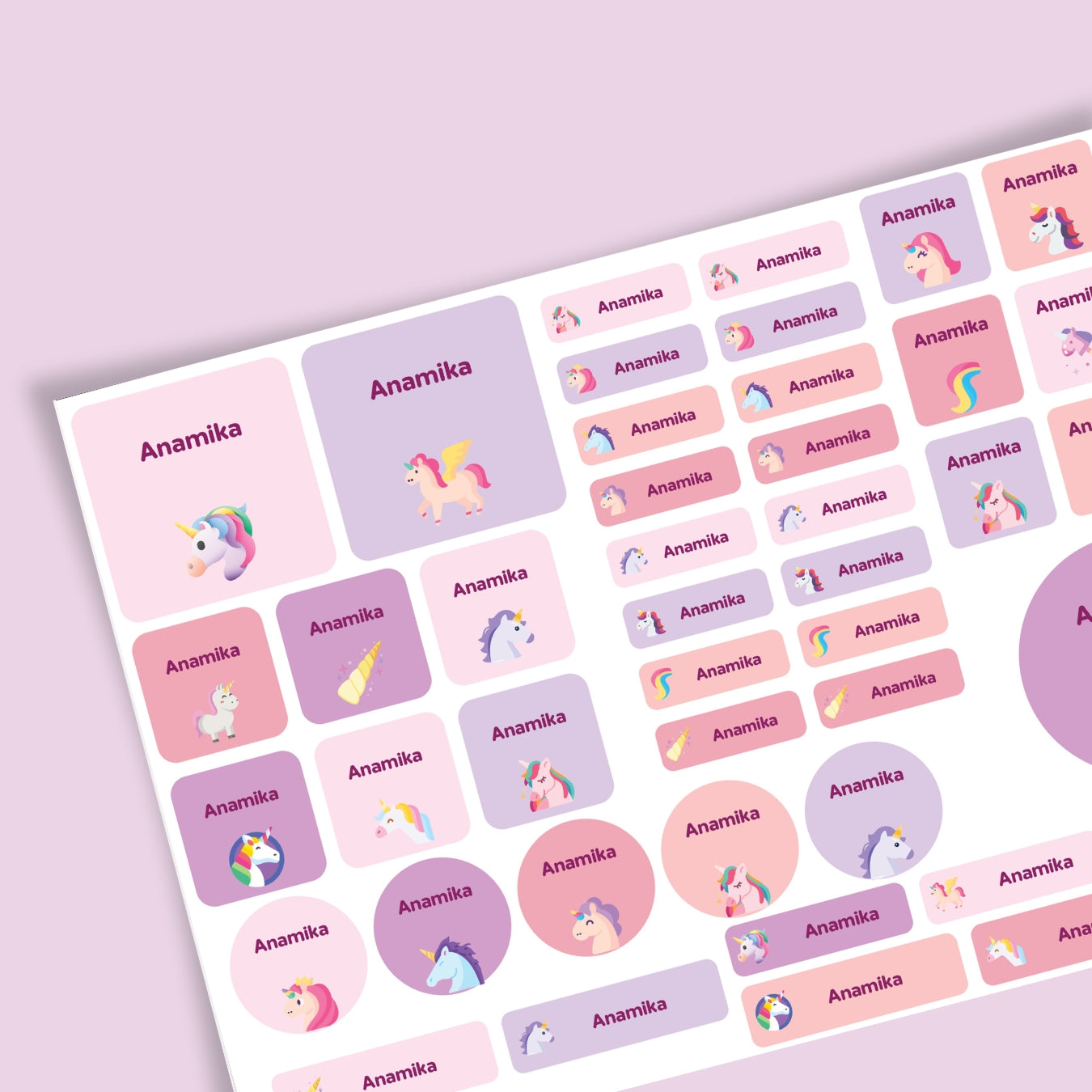 Assorted Stickers for Kids | Custom Name Labels (86 Stickers)