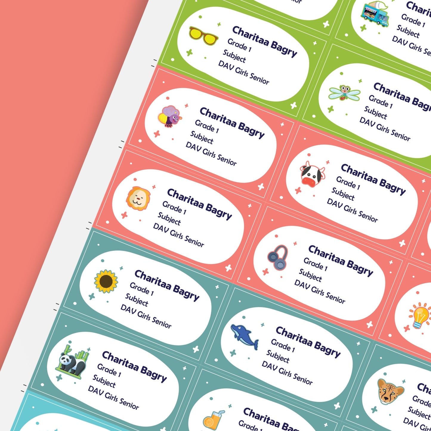 School Label Stickers for Kids | Custom Name (Pack of 24)