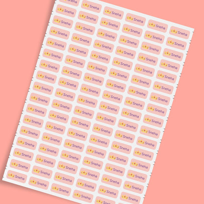 Mini Stickers for Kids | Girls Theme | Custom Name Labels (175 stickers)