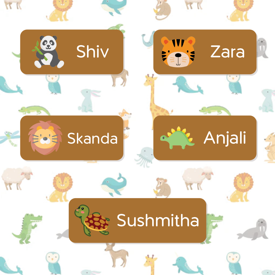 Mini Stickers for Kids | Animal Themes | Custom Name Labels (175 stickers)