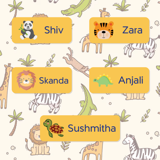 Mini Stickers for Kids | Animal Themes | Custom Name Labels (175 stickers)