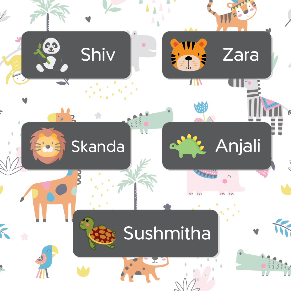 Mini Stickers for Kids | Animal Themes | Custom Name Labels (175 stickers)