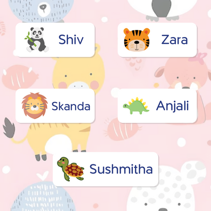 Mini Stickers for Kids | Animal Themes | Custom Name Labels (175 stickers)