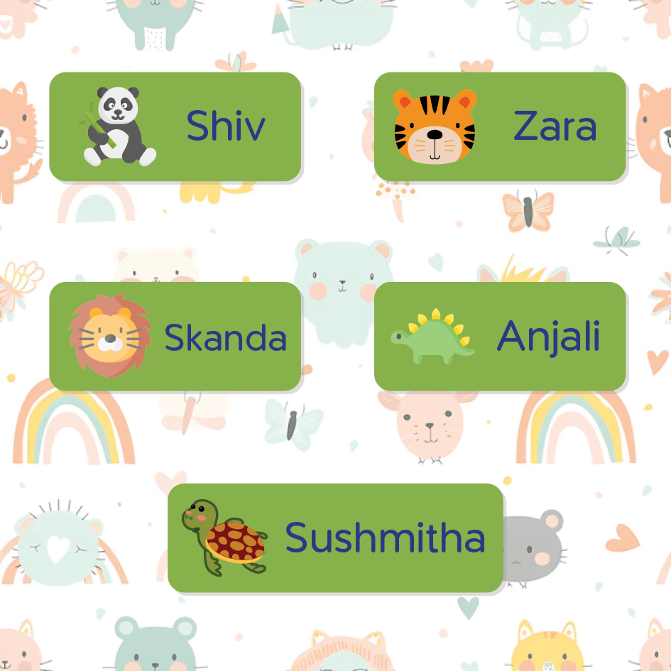 Mini Stickers for Kids | Animal Themes | Custom Name Labels (175 stickers)